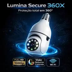 Câmera Lâmpada WiFi 360° Full HD 1080p Visão Noturna Colorida Lumina Secure 360X Segurança IP