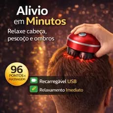 Massageador Elétrico Calmify Recarregável USB Cabeça e Corpo 4 Cabeças 96 Pontos