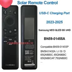 Novo Controle Remoto Solar Samsung BN59-01455A USB-C Carregamento LED Inteligente Android TV Função De Voz 4K 8K UHD 014