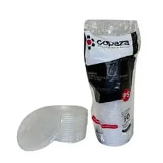 TAMPA PARA COPO COPAZA LISO 250ML/300ML COM FURO COM 50 UNIDADES