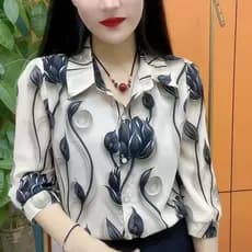 blusa social feminina manga longa botões cetim estampa plus size botao camisa feminina branca formal blusas femininas