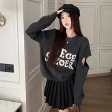 Design nicho carta fora do ombro camisola curta primavera versão coreana novo estilo cintura alta pulôver moda