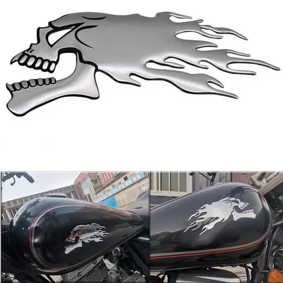 2 Pçs 3D Fantasma Crânio Motocicleta Tanque Adesivos , Decalques Legais Do Carro , Personalizados Da Modificação Criativ