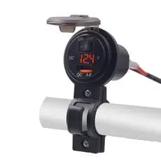 Carregador USB Para Motocicleta QC3.0 À Prova D'água Com Voltímetro Digital De Barco E Carro 12/24V