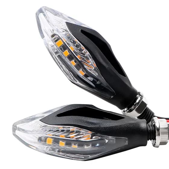 Universal Motocicleta 5 LED Dupla Face Cor Luzes Indicadoras De Mudança Sempre Ligadas