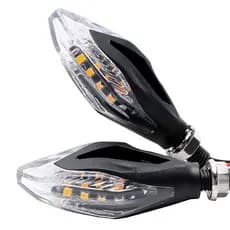 Universal Motocicleta 5 LED Dupla Face Cor Luzes Indicadoras De Mudança Sempre Ligadas