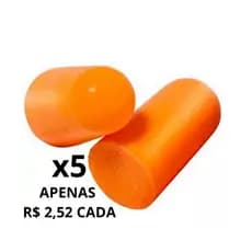 kit 5 Protetor Auricular 1100 3M CA 5674 16db Plug Espuma Abafador Ruidos Protecao Auditiva EPI