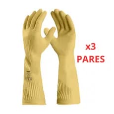 Kit 3 Luva Ranhurada de Latex Longatex Danny CA 9567 Luva Seguranca Limpeza Resistencia Termica