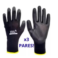 Kit 3 Luva Tatil Multitato CA 30916 Luva PU Volk Pedreiro Marceneiro Luva Seguranca Protecao