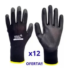 Kit 12 Luva Tatil Volk CA 30916 Multitato Luva PU Poliuretano Mecanico Eletrônicos Obras Eletricista