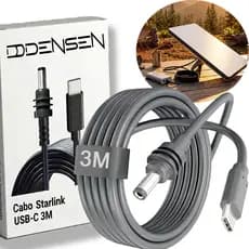 Cabo Internet Starlink Mini 12v 3 Metros USB-C P/ Powerbank Power Station Portátil Alta Performance
