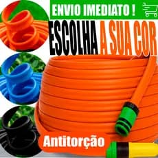 Mangueira Jardim Anti Torção Não Dobra Reforçada 05/10/15/20/25/30/35 e 50 Metros Preta Laranja Azul