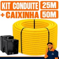 Conduite Corrugado Eletroduto Flexível PVC 3/4 25 á 50 Metros 10 á 50 Caixas 4x2 Rolo Reforçado