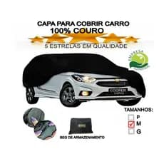 Capa Para Cobrir Carro Em Couro Toda Forrada 100% Impermeável Protege Sol Chuva Poeira toda em Couro