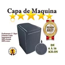 Capa Maquina de Lavar Roupa Impermeável Sol e Chuva 13 a 17 KG Inteira Forrada e Flanelada