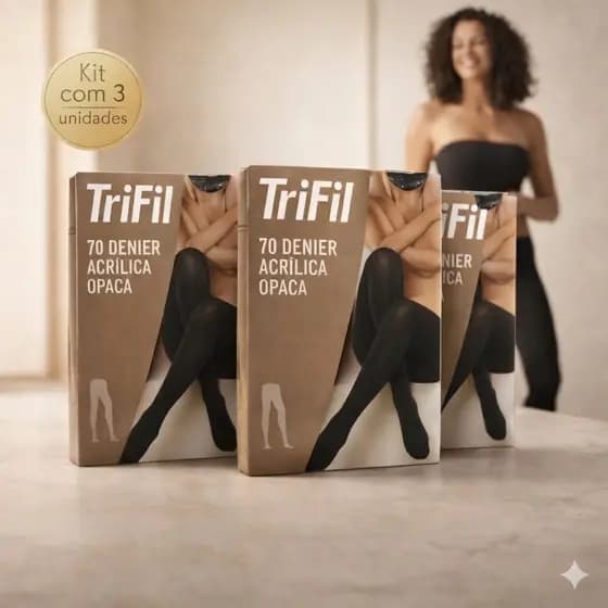 Kit 3 Meias Calça Fio 70 Opaca Grossa Inverno Lã Acrílica Confortável T06334