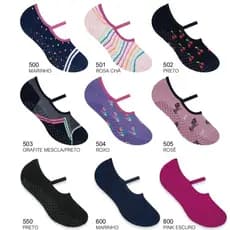 Kit 3 Pares Meia Pilates Feminina Selene Antiderrapante Tamanho:34-39