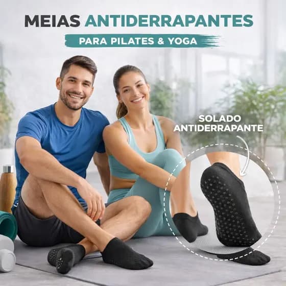 Kit 2 Meia Masculina Sapatilha Pilates Antiderrapante Selene