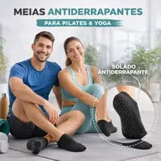 Kit 2 Meia Masculina Sapatilha Pilates Antiderrapante Selene