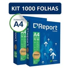 Papel A4 500 Folhas 75g kit 1000. Resma de Papel Sulfite Report Branco Premium Impressão Cópia Xeróx Caixa Atacado Promo
