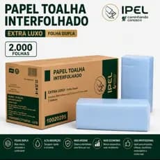 Papel Toalha Interfolha Secar Mãos 22,5cm x 20,5cm Folha Dupla e Simples Ipel Caixa 2000 100% Celulose Interfolhado Luxo