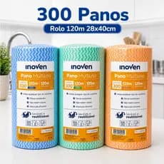 Rolo de Pano Multiuso para Limpeza Inoven 240m 600 Un Microfibra Azul Lavável Reutilizável Descartável Microfibra Perfex