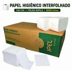 Papel Higiênico Cai Cai Interfolhado Folha Dupla Indaial Ipel Interfolha Caixa 8.000 folhas Extra Luxo Branco Macio Bom