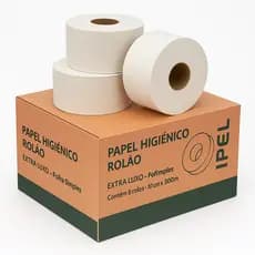 Papel Higiênico Rolão Ipel 300m 8 Rolos 200m 250m Folha Dupla Extra Luxo Institucional 100% Celulose Virgem Profissional