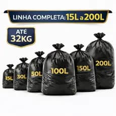 Saco de lixo 15 30 50 100 150 200 Litros Resistente Reforçado Forte Econômico Tamanho Pequeno Médio Grande 100 Unidade