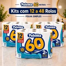 Papel Higiênico Rolão 60m 12 Rolos e kit 36 Rolos Folha Simples Paloma Rolo Grande Alto Rendimento Econômico Familiar
