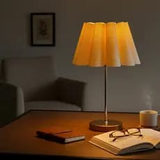Luminária de Mesa Redondo com Interruptor e Cúpula Pétala Bege de Casa canto de Sala quarto cabeceira de cama Escritorio
