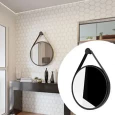 Espelho Parede Redondo de 60cm Para Sala Salao Beleza Banheiro Corredor Casa Quarto Decorativo Moderno Sem Moldura Preto