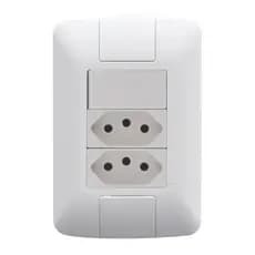 Conj. 4x2 C/ 1 Interruptor Simples 6A 250V + 2 Tomadas 2P+T 10A 250V Branco 57241087 Aria Tramontina
