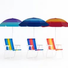 Kit 2 Cadeiras Praia + 1 Guarda-Sol Fashion – Cores Sortidas - MOR