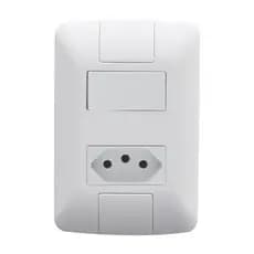 Conj. 4x2 Com 1 Interruptor Simples 6A 250V e 1 Tomada 20A 2P+T 250V Branco 57241044 Aria Tramontina