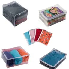 Organizador Multiuso Saco Embalagem PP- P-M-G- Extra G Travesseiro-Lençol Com Zíper PVC Transparente