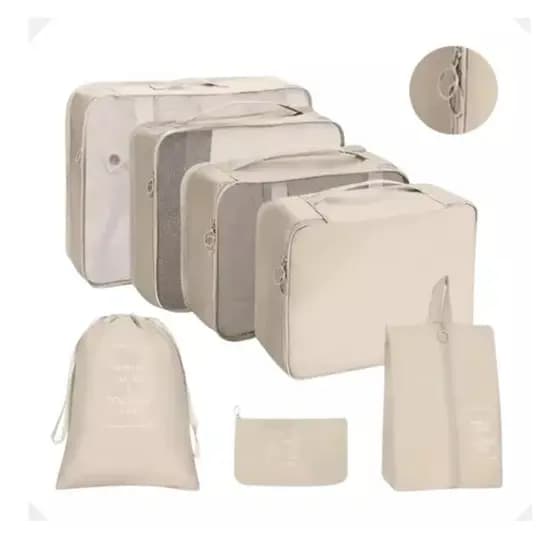 KIT 7 Pecas Bolsa Organizadoras Para Mala Viagem Roupa Bagagem