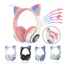 Fone De Ouvido Gatinho Bluetooth Infantil Led Menino Menina