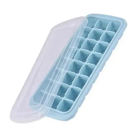 Forma De Gelo Silicone Com Tampa 24 Cubos Flexível Livre de BPA Cores Variadas - 1 Unidade