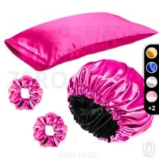 ZERO FRIZZ Kit Noite Pefeita | 1 Touca dupla face + 1 Fronha + 2 xuxinhas, escolha sua cor preferida