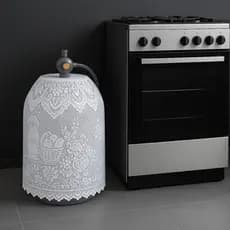 Capa Botijão De Gás Renda Cozinha Branca Poliéster