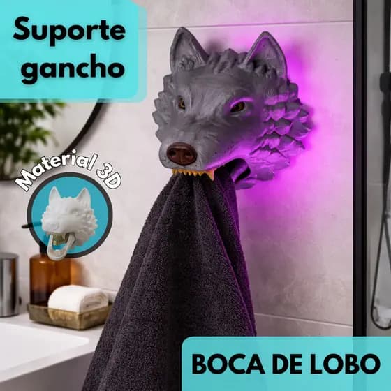 Suporte Gancho Decorativo para Toalhas, Sacolas, Aventais Boca de Lobo