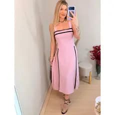 Vestido Midi Feminino com Alça Tecido Duna Soltinho