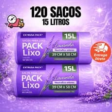 Saco de Lixo Lavanda 15L Perfumado 1/2  Cheiroso Resistente Anti Inseto