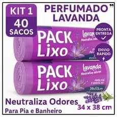 Saco de Lixo Perfumado Lavanda com 80 Sacos Para Pia e Banheiro 34x38 Neutraliza Mal Cheiro Saco de lixo cozinha