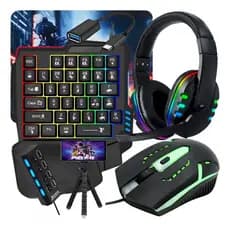 Kit Gamer Mobilador Celular Teclado Mouse Tripé Usb Rgb Otg Compatível com Freefire Jogos