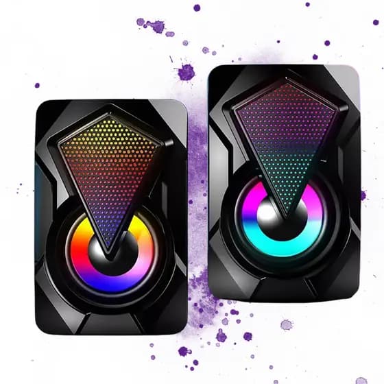 Caixa Caixinha De Som Para Pc Computador Notebook Lad Rgb Gamer Potente