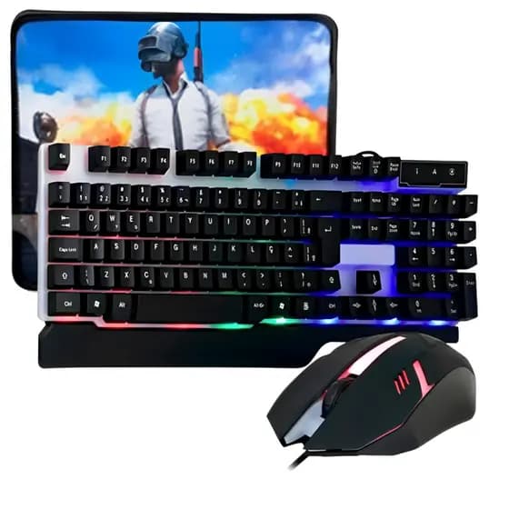 Kit Gamer Teclado Semi-mecânico + Mouse Gamer RGB Dpi + Mouse Pad - Computador Notebook e Vídeogame
