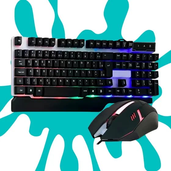 Kit Teclado E Mouse Gamer Semi-mecânico Led Rgb Lançamento Para Computador Notebook Video Game