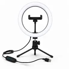 Iluminador Ring Light 8 Polegadas LED Com Controle De Brilho Para Fotos Vídeos E Chamadas USB Plus